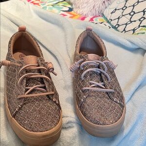 Sperry Glittery Kids Sneakers with Pink Accents